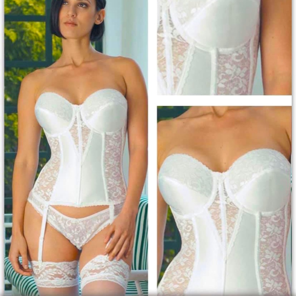 Carnival Creations Women's Plus Lace Bustier Bra, Ivory, Size 44DD